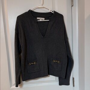 Final Price LOFT V-Neck Sweater with Gold Details